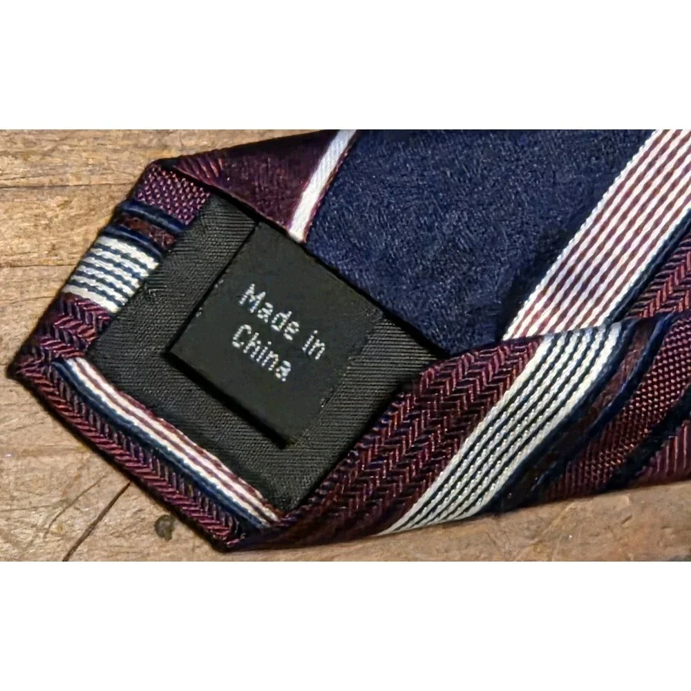 Michael Kors Navy & Burgandoy & Burgindy Silk Tie